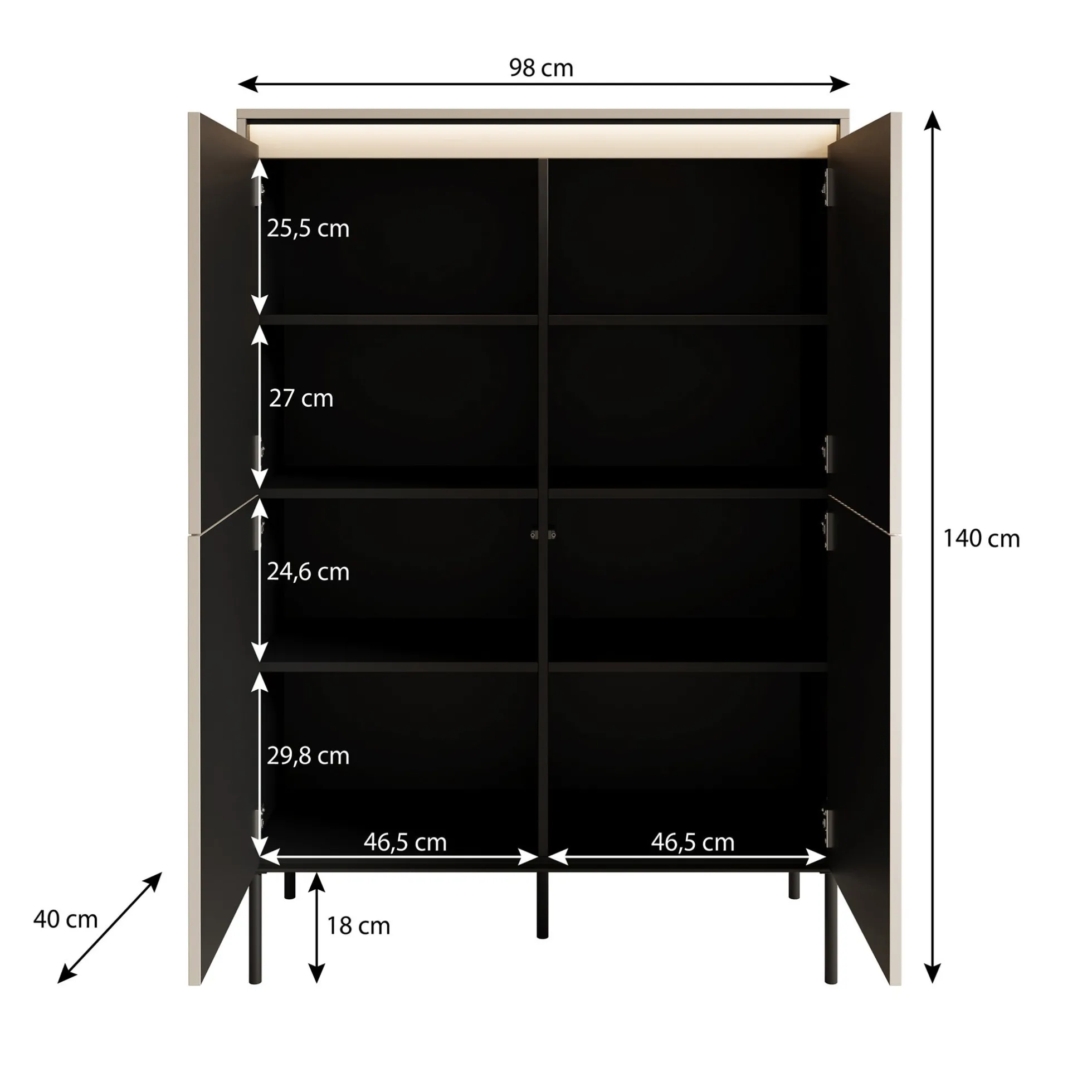Timoteo - Dressoir - Beige - 98x40x140 cm