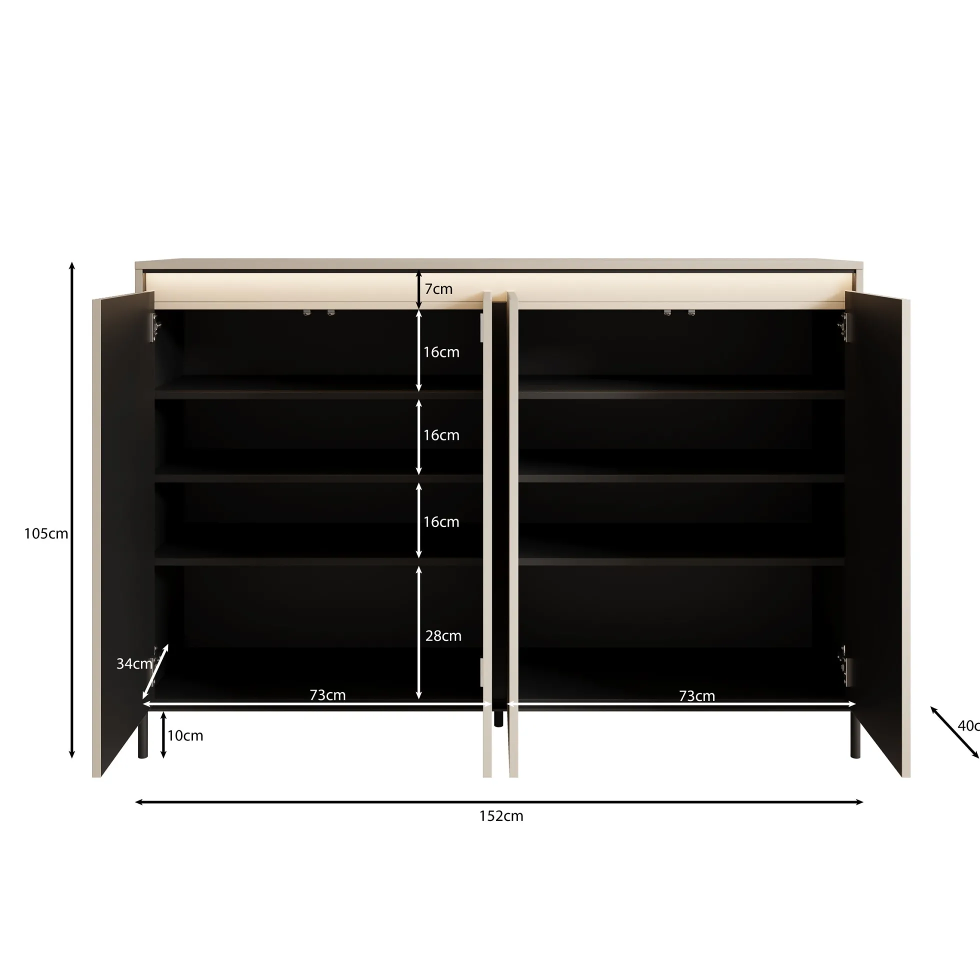 Timoteo - Dressoir - Beige - 152x40x105 cm