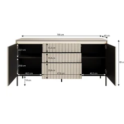Timoteo - Dressoir - Zwart - 166x40x83 cm