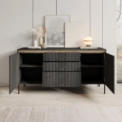 Timoteo - Dressoir - Zwart - 166x40x83 cm
