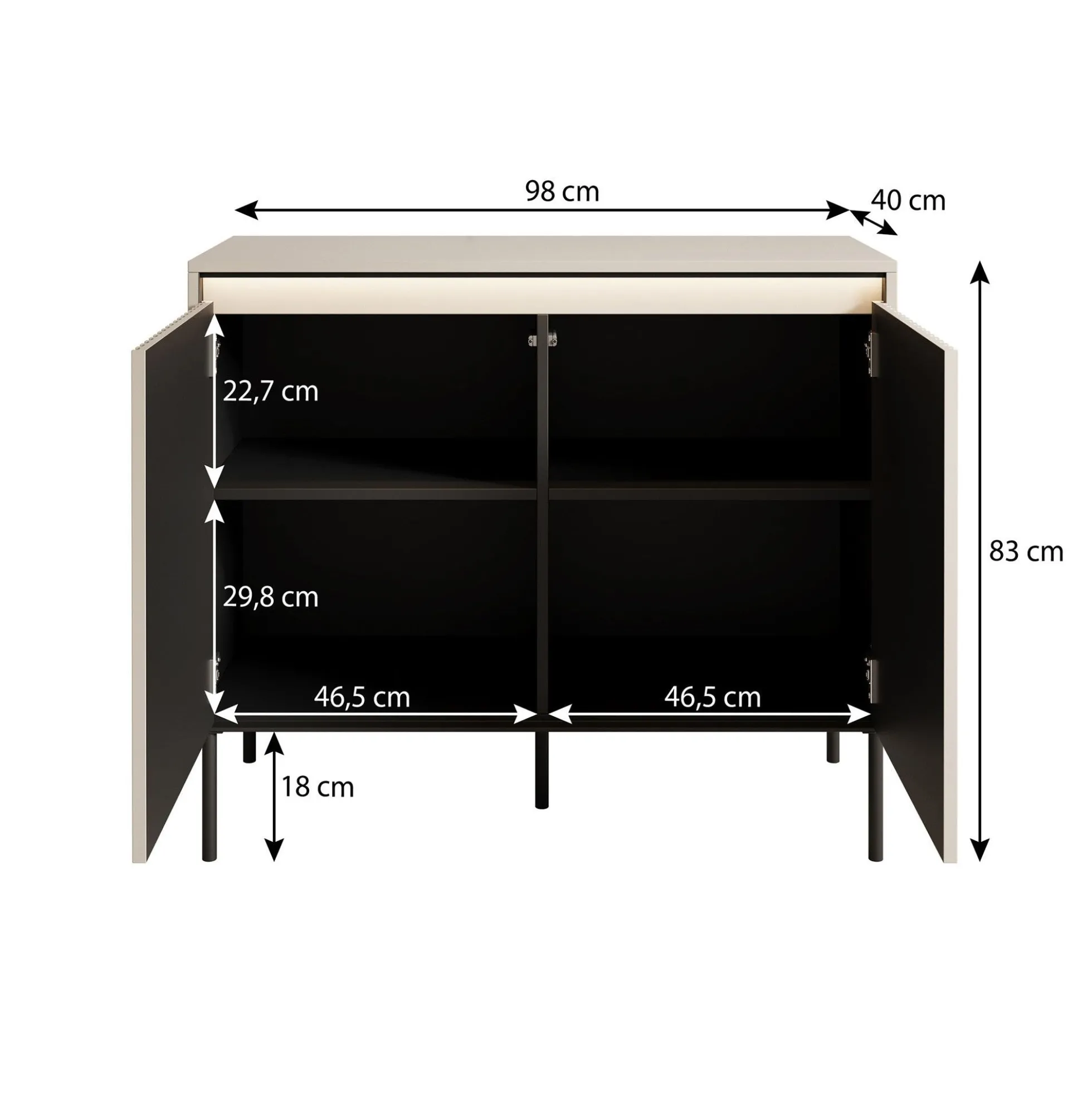 Timoteo - Dressoir - Zwart - 98x40x83 cm