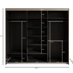 Timoteo - Kledingkast met schuifdeuren - Zwart - 250x63x222 cm