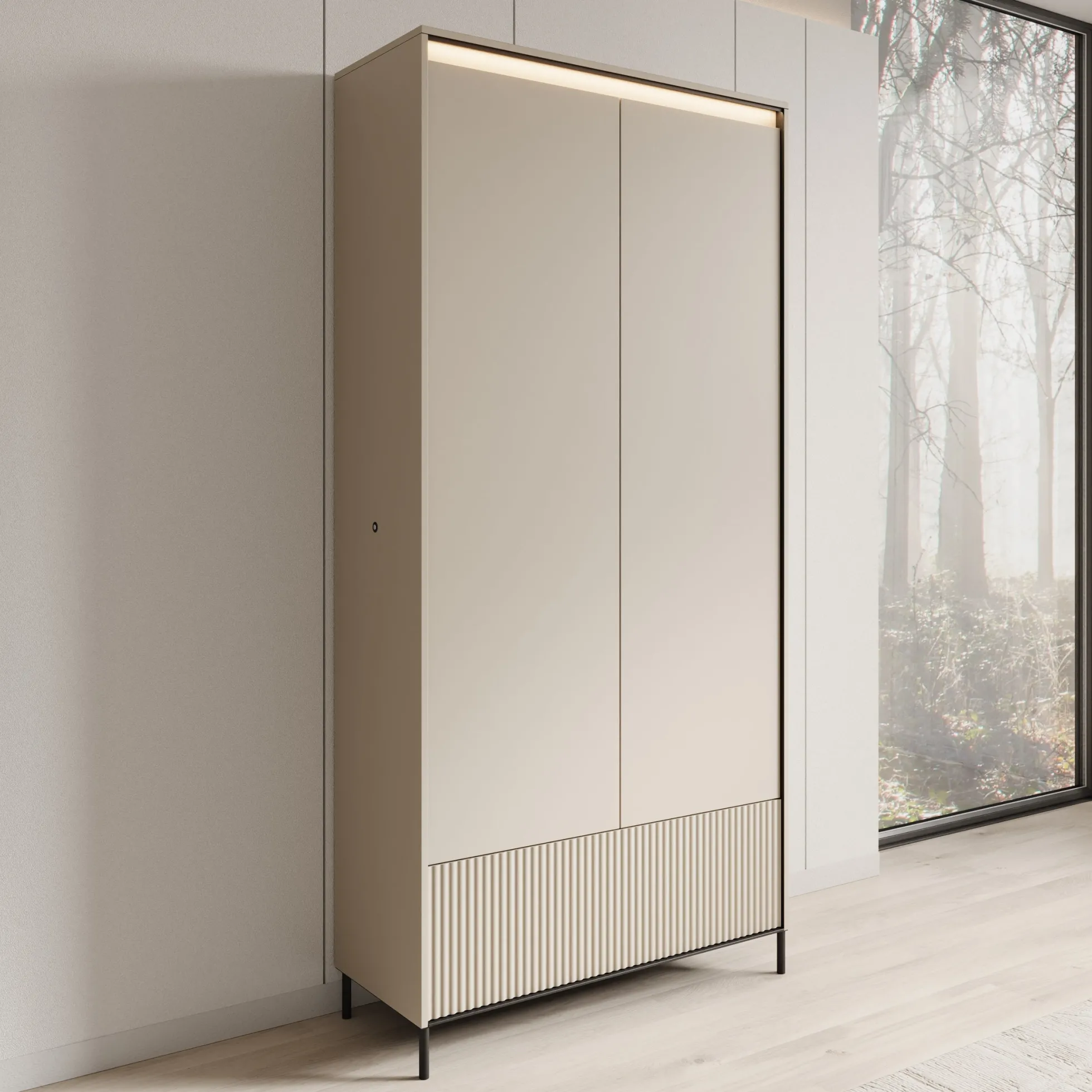 Timoteo - Kledingkast met 2 deuren - Beige - 101x40x210 cm