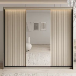Timoteo - Kledingkast met schuifdeuren - Beige - 250x63x222 cm