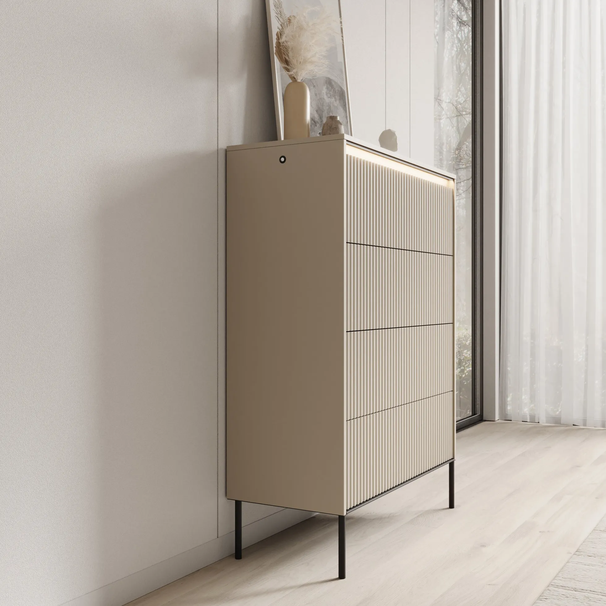 Timoteo - Ladekast - Beige - 93x47x125 cm
