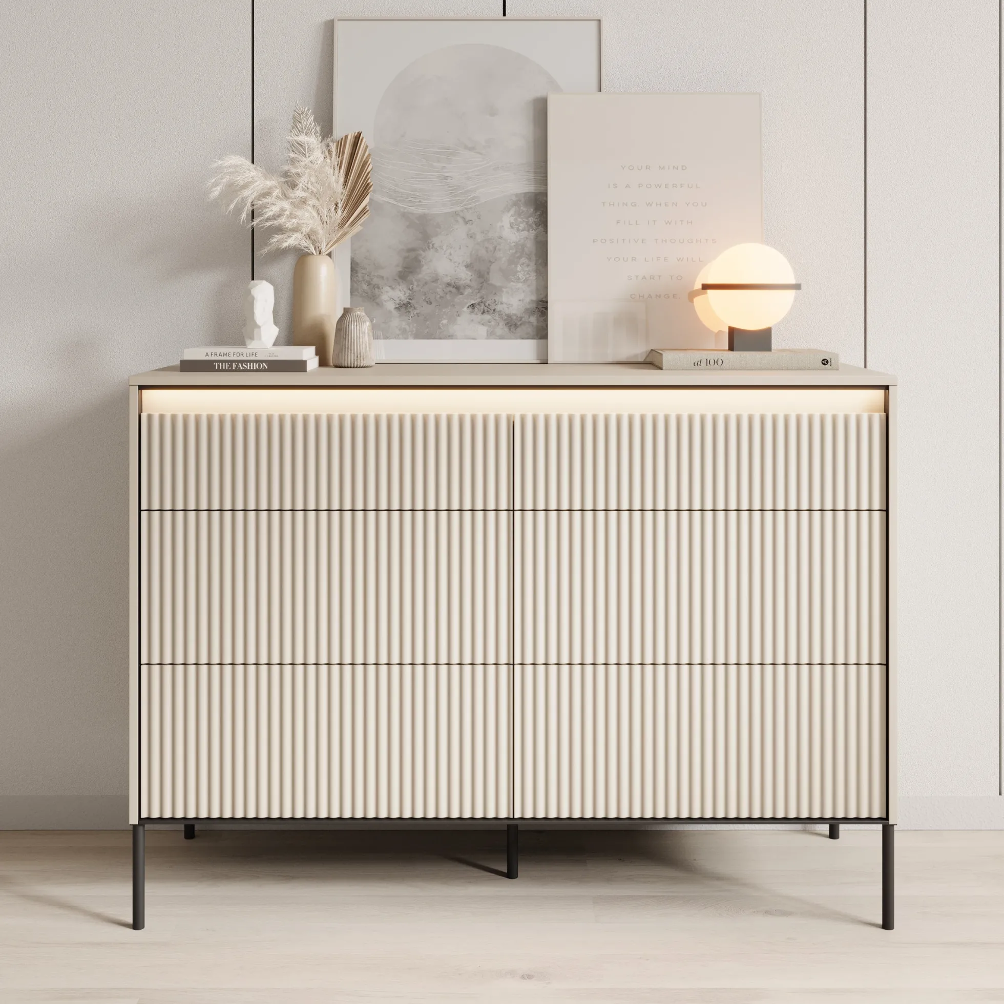 Timoteo - Ladekast - Beige - 130x47x94 cm