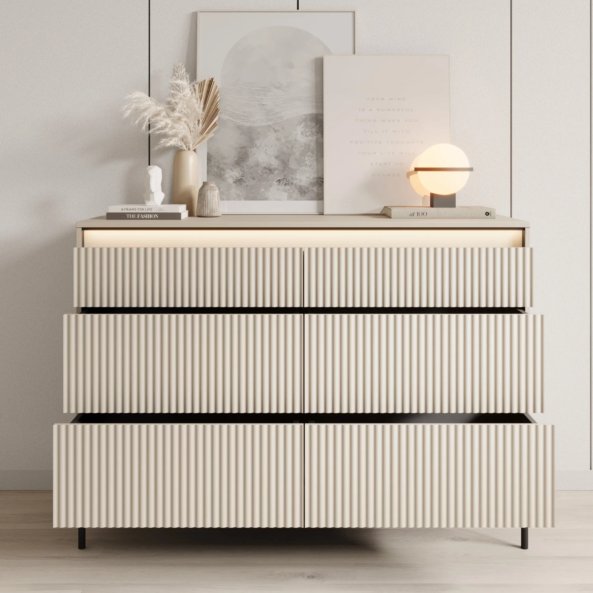 Timoteo - Ladekast - Beige - 130x47x94 cm