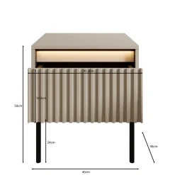 Timoteo - Nachtkastje - Beige - 46x40x50 cm