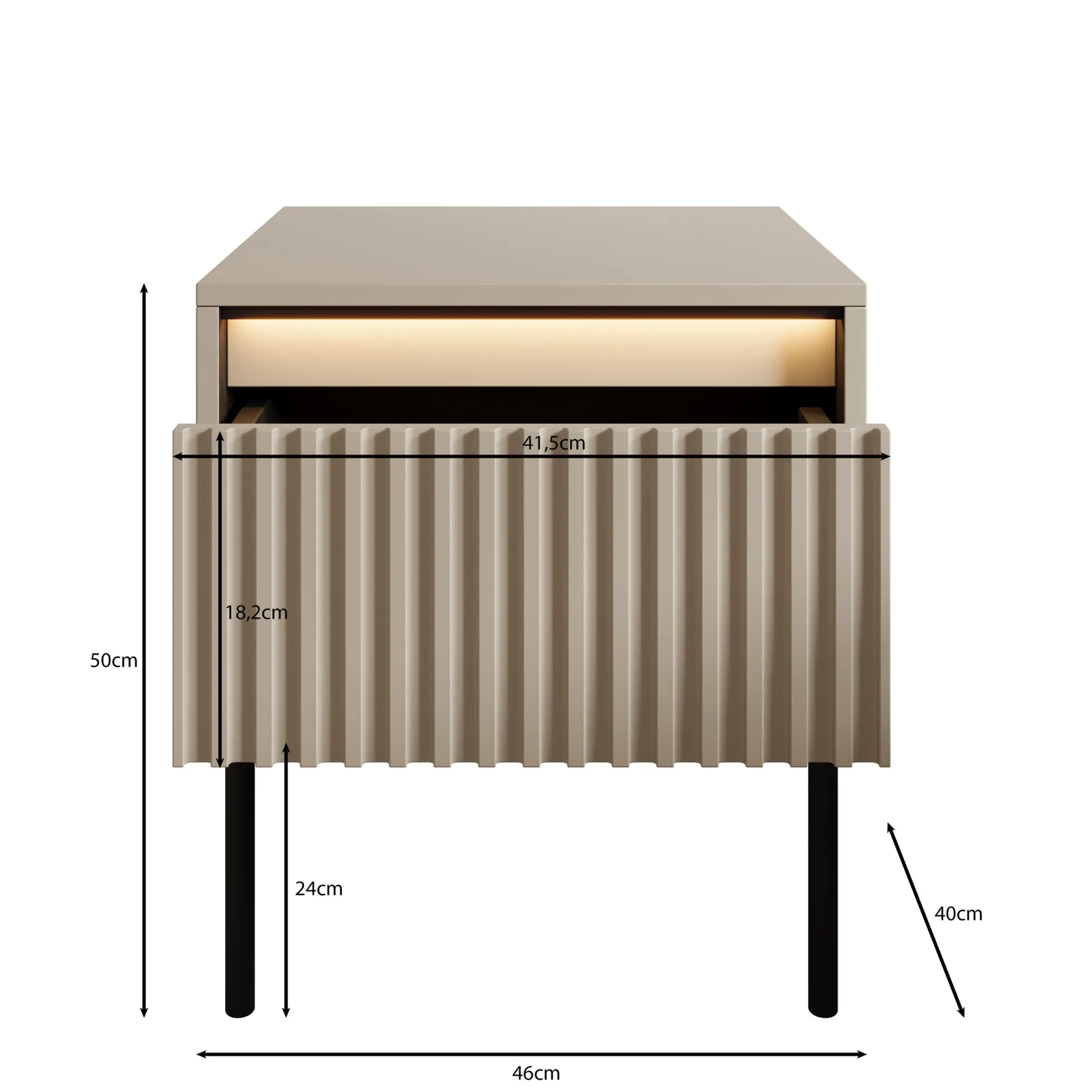 Timoteo - Nachtkastje - Beige - 46x40x50 cm
