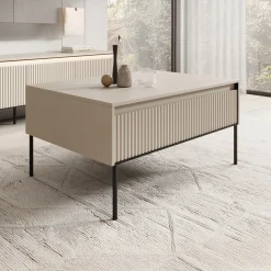 Timoteo - Salontafel met opbergruimte - Beige - 100x70x50 cm