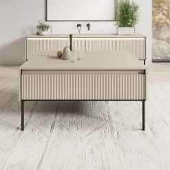 Timoteo - Salontafel met opbergruimte - Beige - 100x70x50 cm
