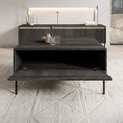 Timoteo - Salontafel met opbergruimte - Zwart - 100x70x50 cm