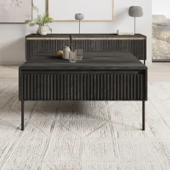 Timoteo - Salontafel met opbergruimte - Zwart - 100x70x50 cm