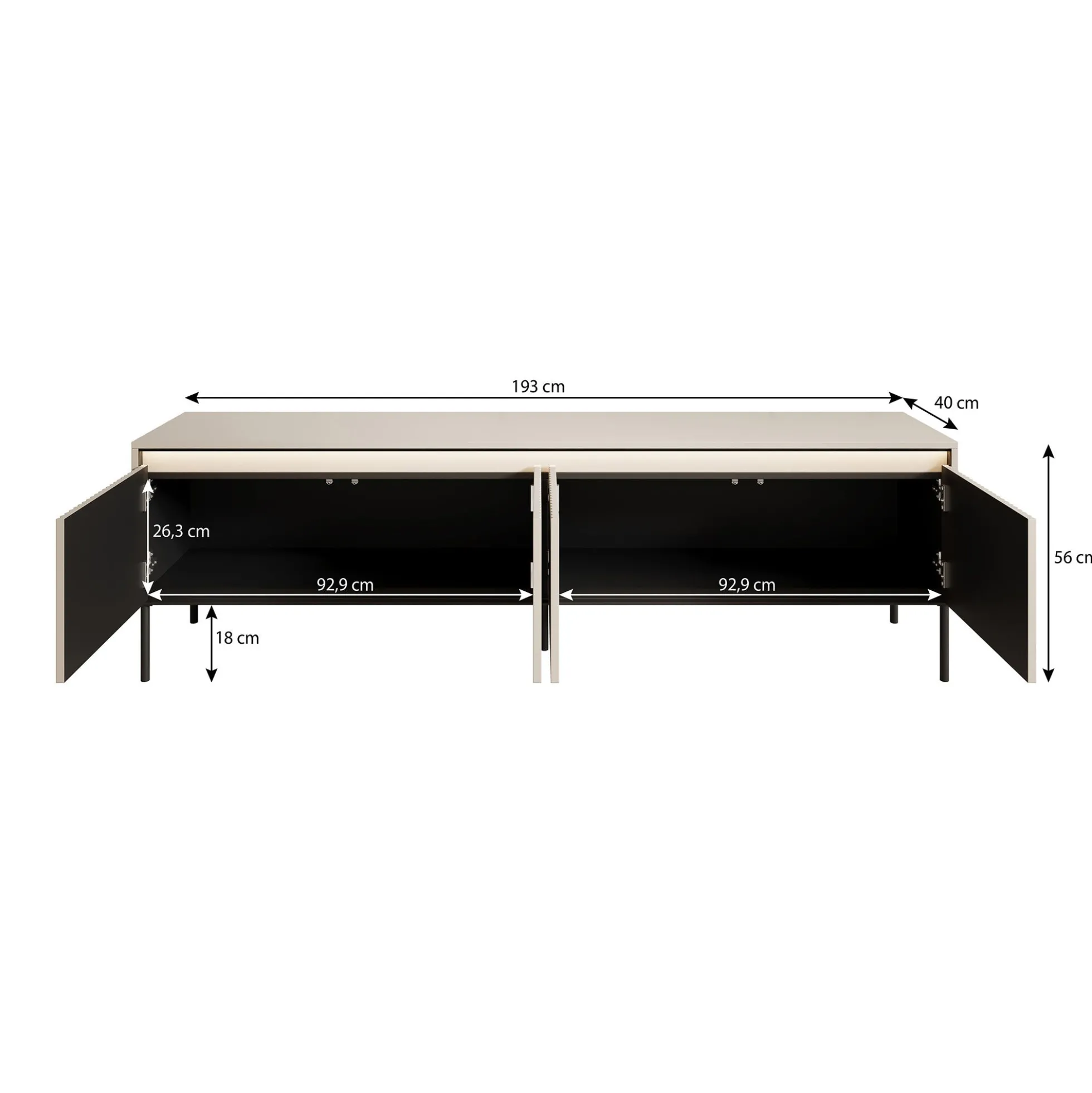 Timoteo - TV-Meubel - Beige - 193x40x56 cm