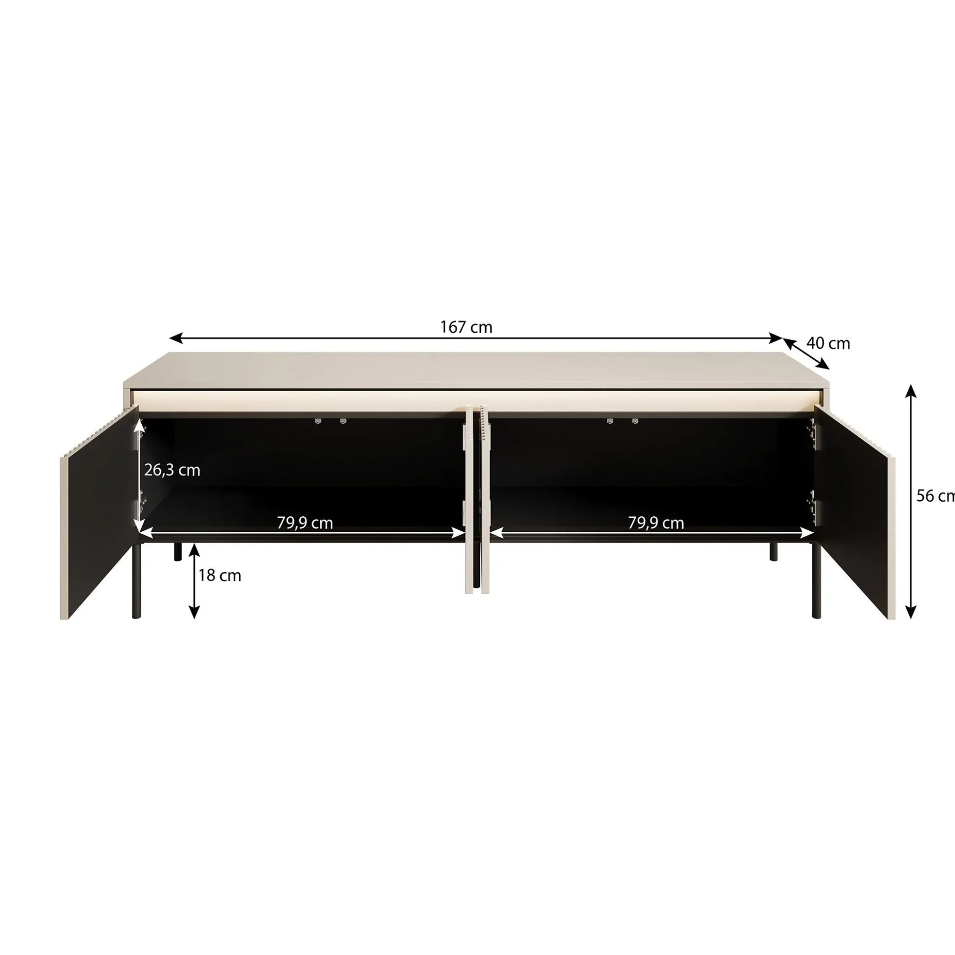 Timoteo - TV-Meubel - Eiken - 167x40x56 cm