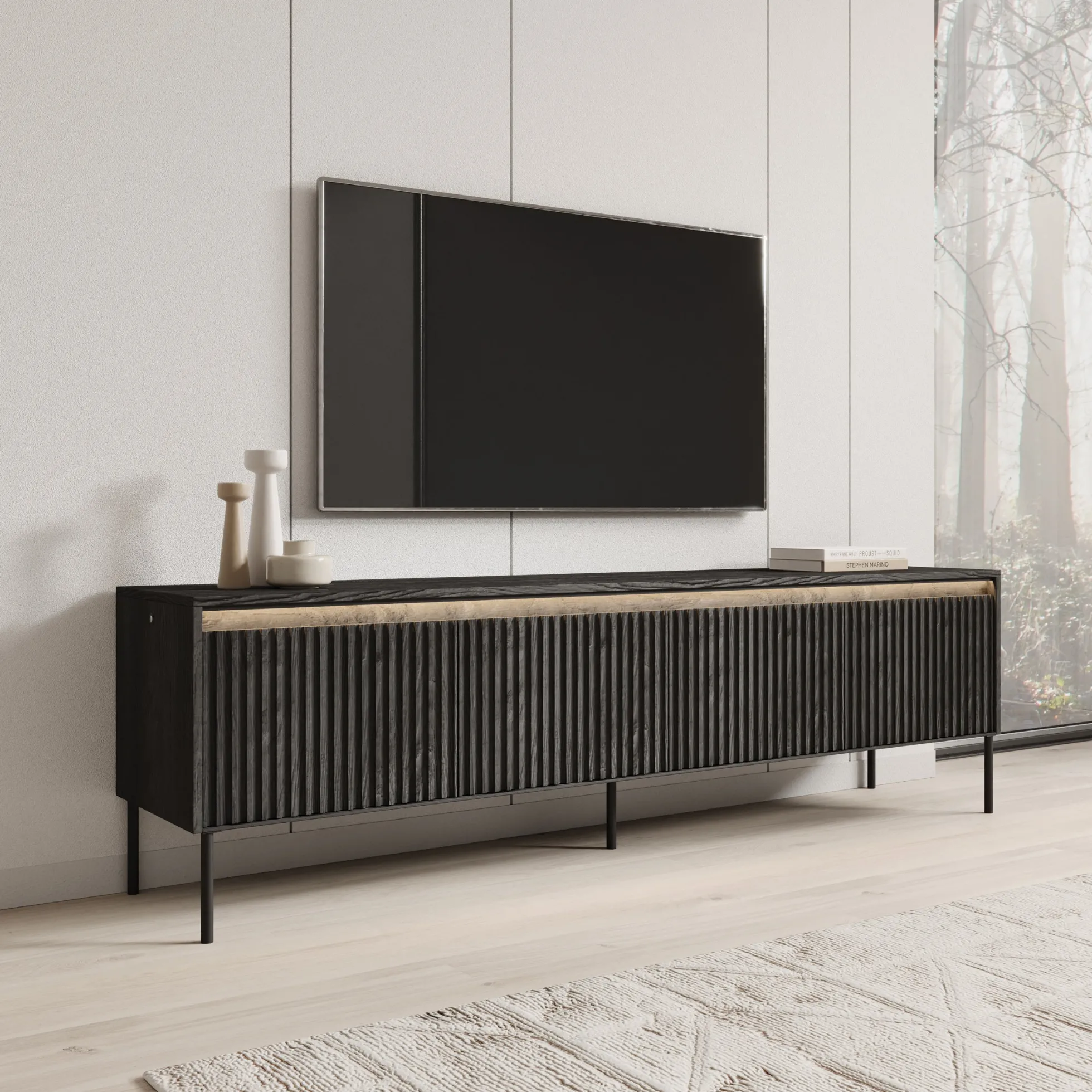 Timoteo - TV-Meubel - Mat zwart - 193x40x56 cm