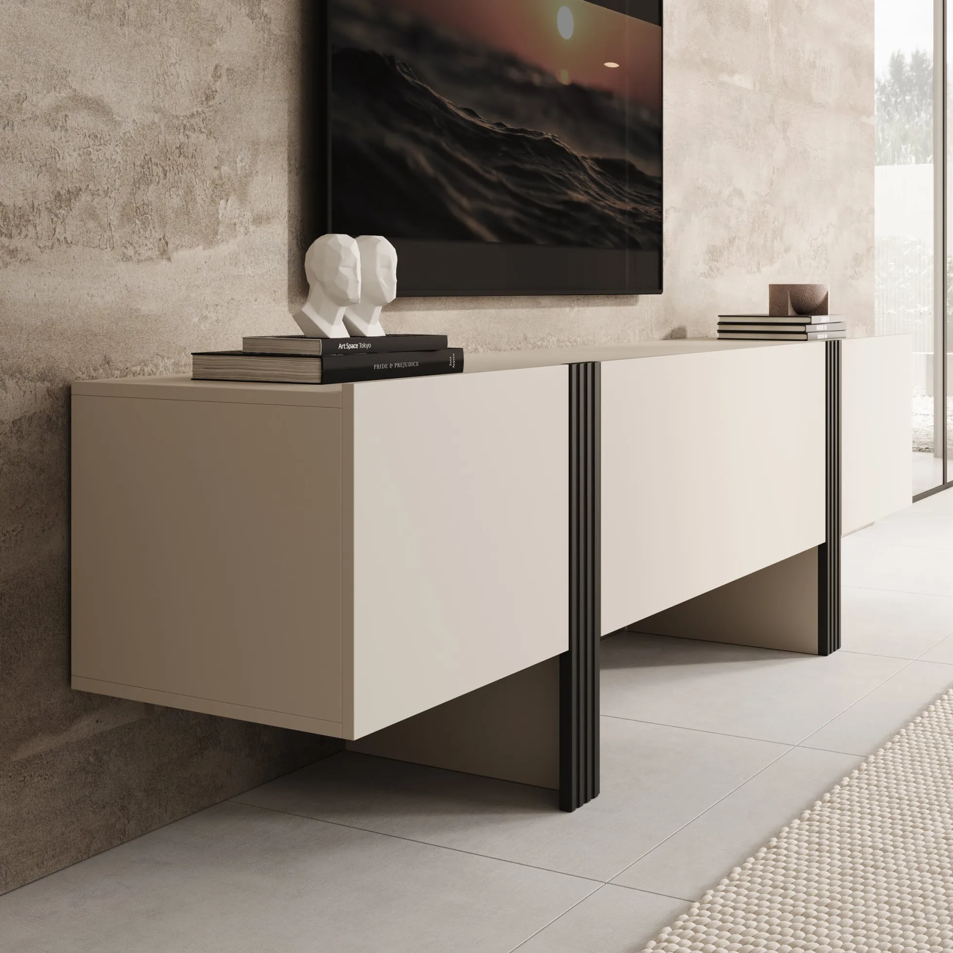 Torevia - TV-Meubel - Beige - 200x41x58 cm