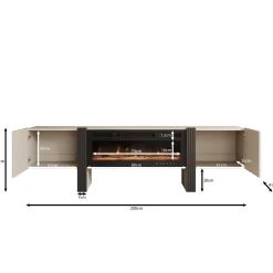 Torevia - TV-Meubel met sfeerhaard - Beige - 200x41x58 cm