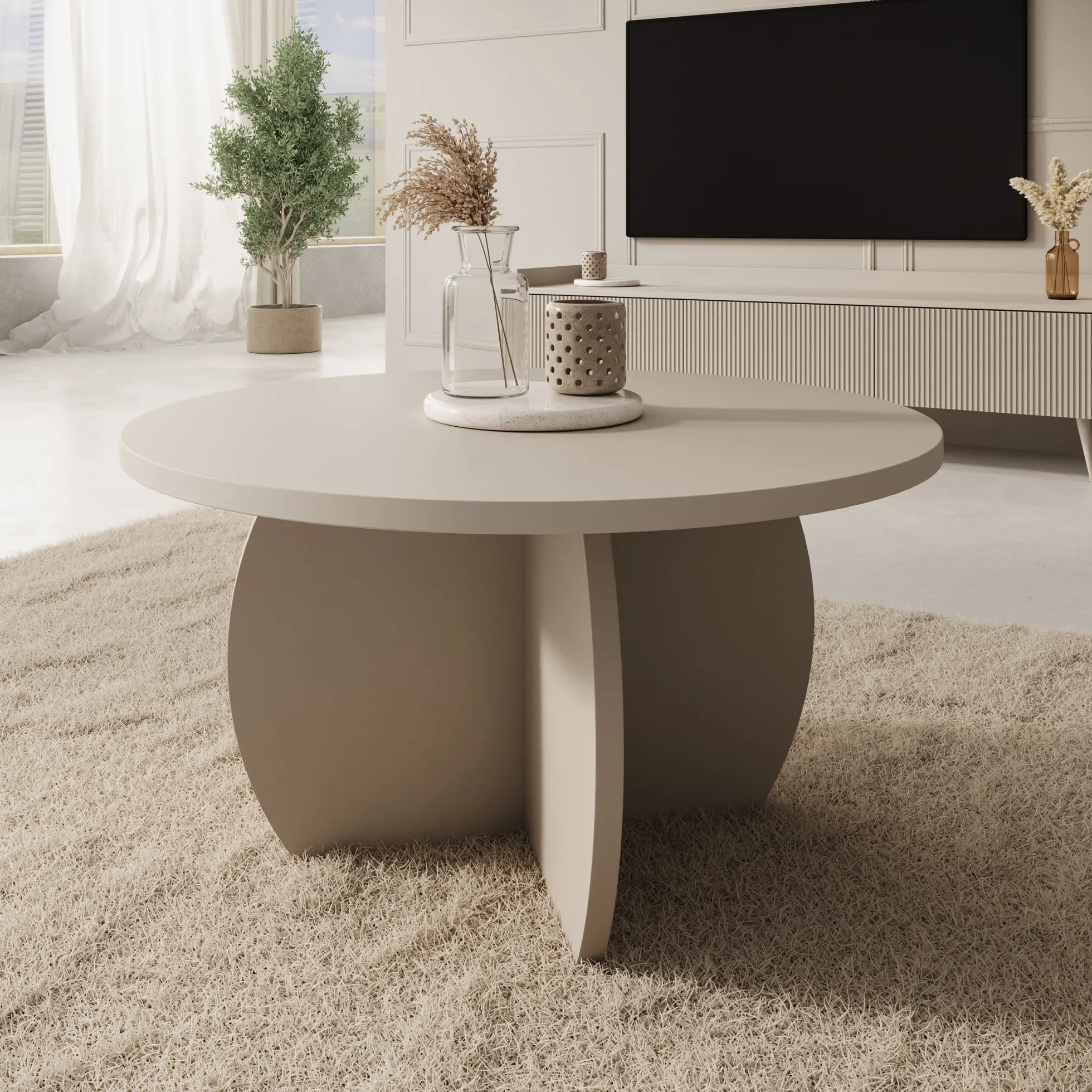 Trada - Salontafel - Beige - 74x74x40 cm