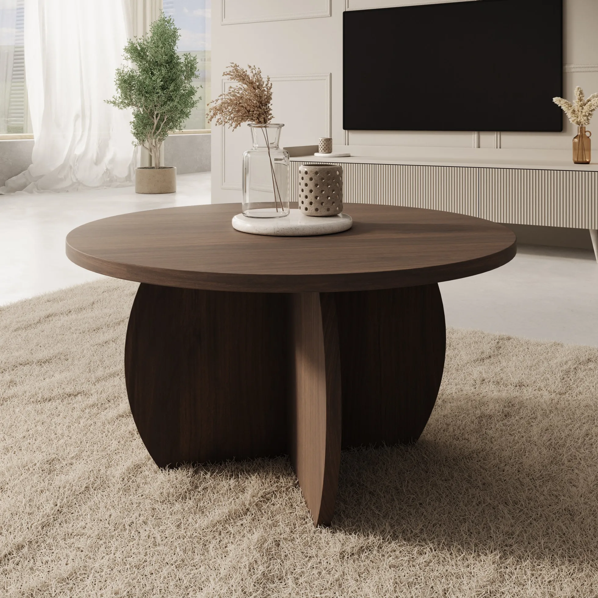 Trada - Salontafel - Donker eikenpatroon - 74x74x40 cm