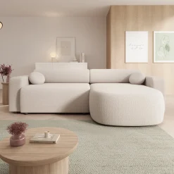 Tripp - Hoekbank 3-zits met slaapfunctie - Stof beige - Universeel