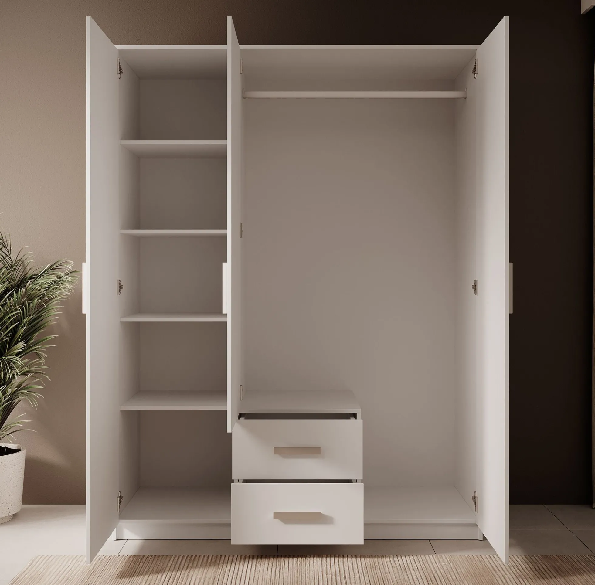 Tyko - Kledingkast 3-deurs - Wit - 150x58x200 cm
