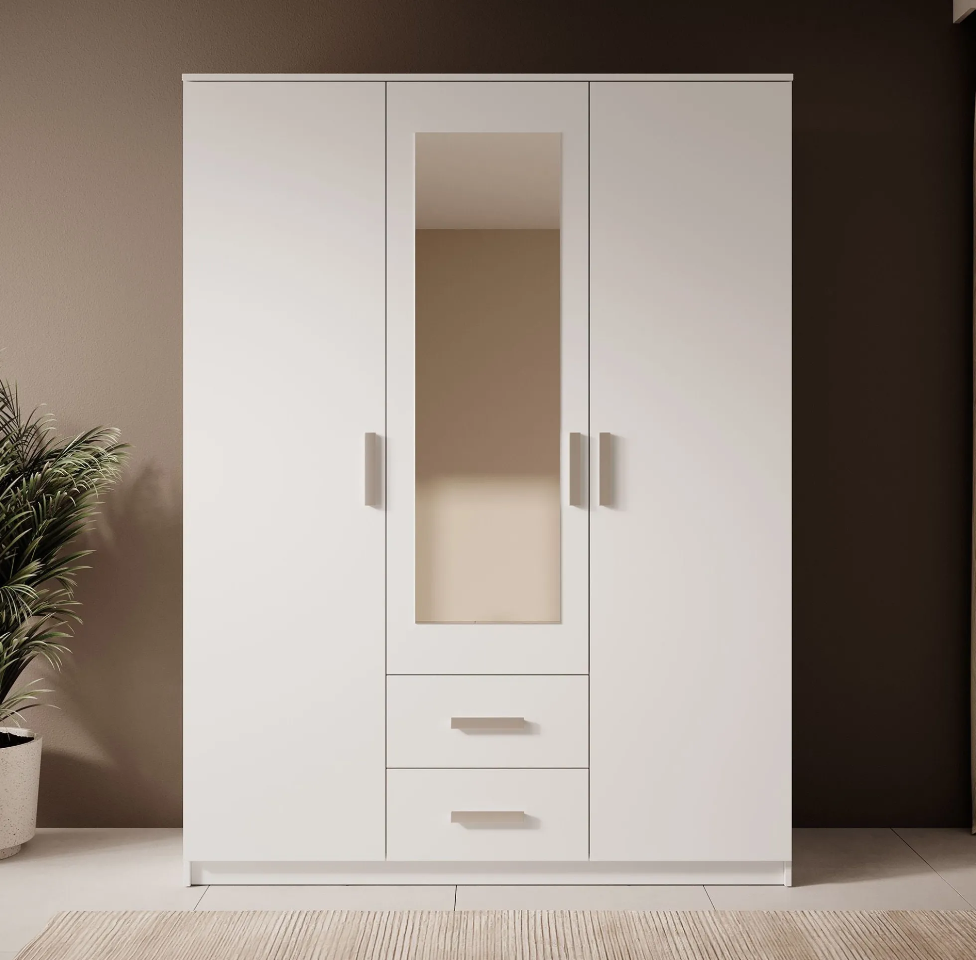 Tyko - Kledingkast 3-deurs - Wit - 150x58x200 cm