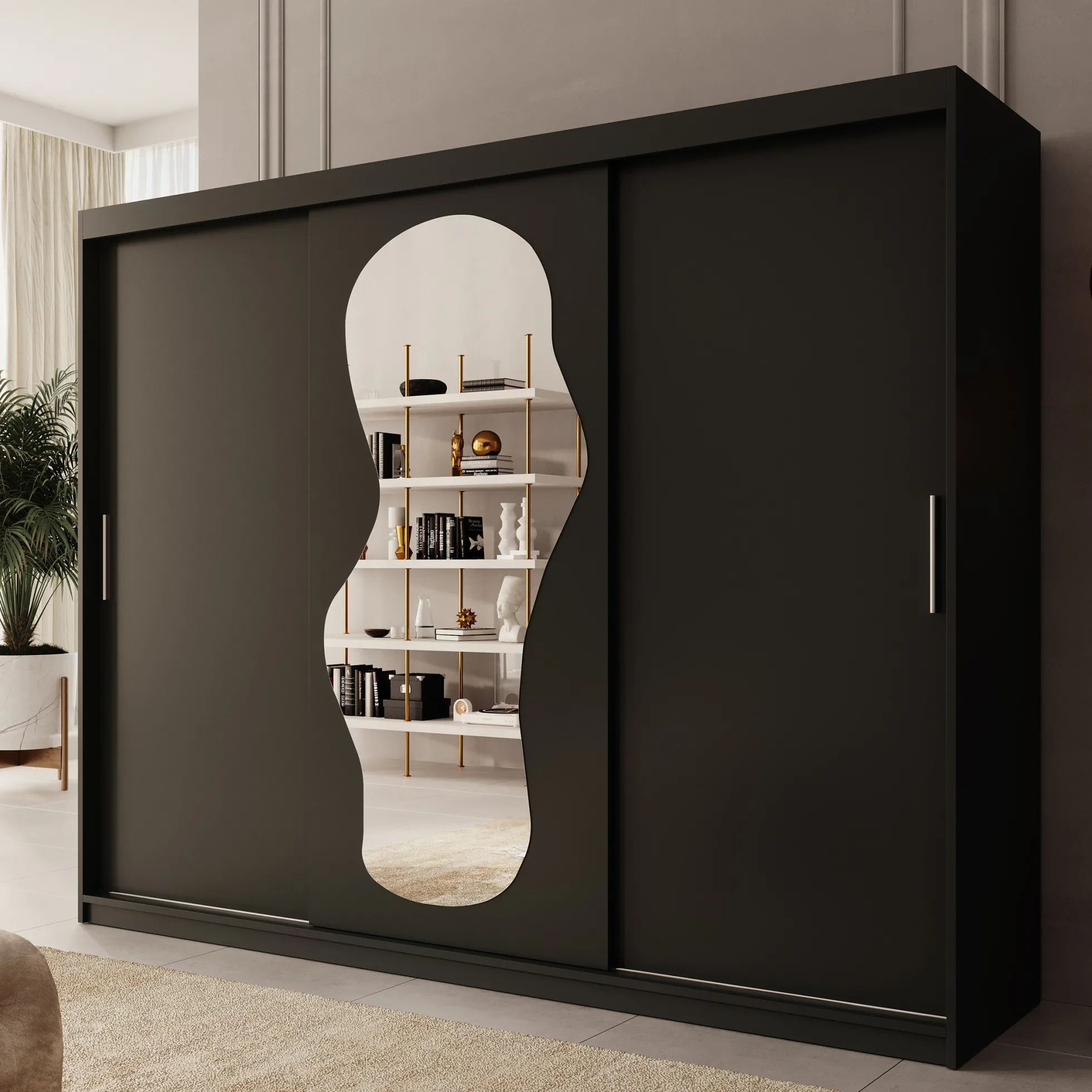 Ulysses - Kledingkast met schuifdeuren - Zwart - 250x62x200 cm