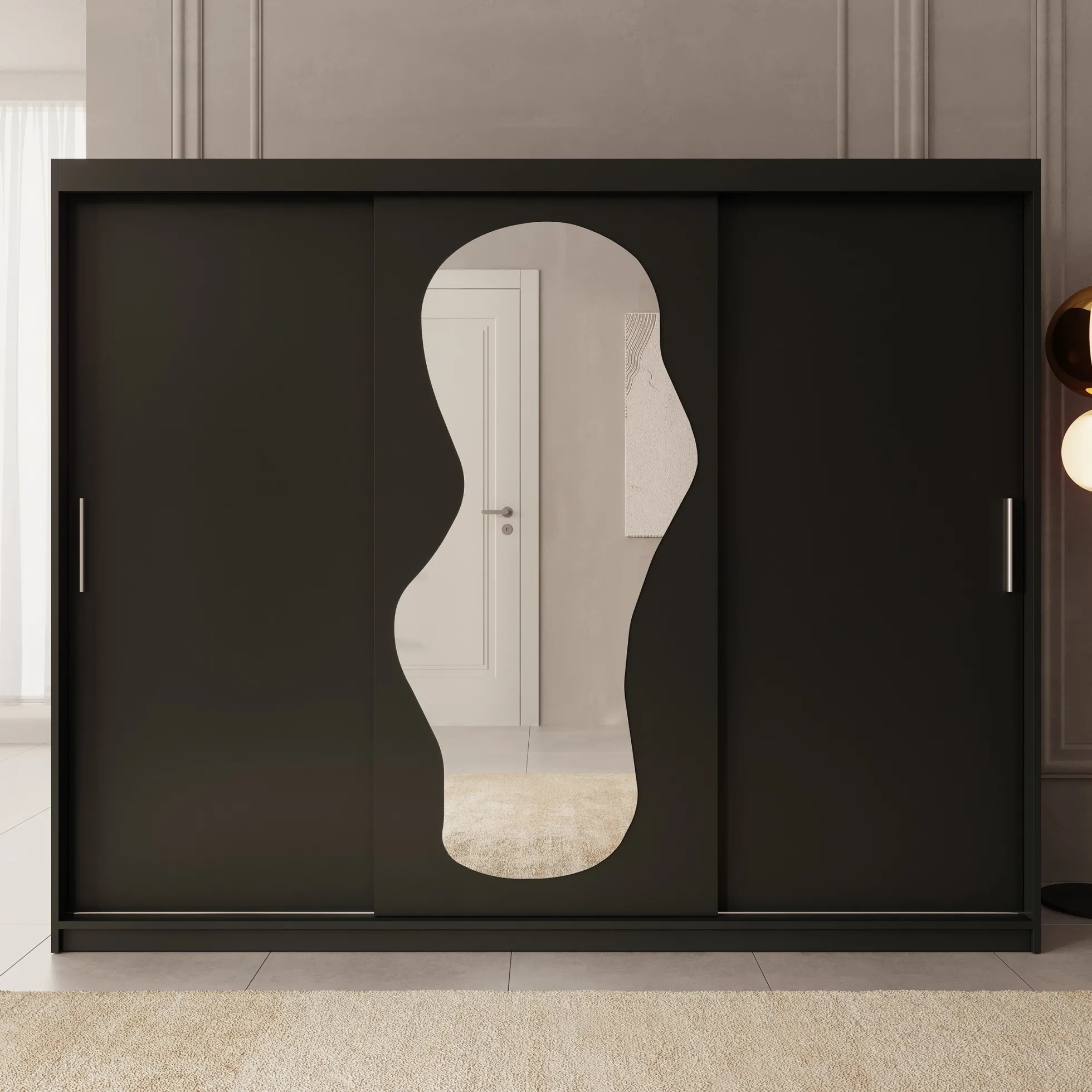 Ulysses - Kledingkast met schuifdeuren - Zwart - 250x62x200 cm