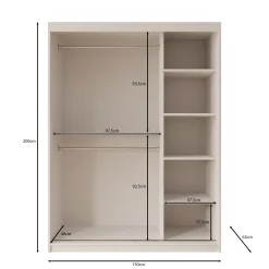 Ulysses - Kledingkast met schuifdeuren - Beige - 150x62x200 cm