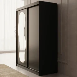 Ulysses - Kledingkast met schuifdeuren - Zwart - 150x62x200 cm