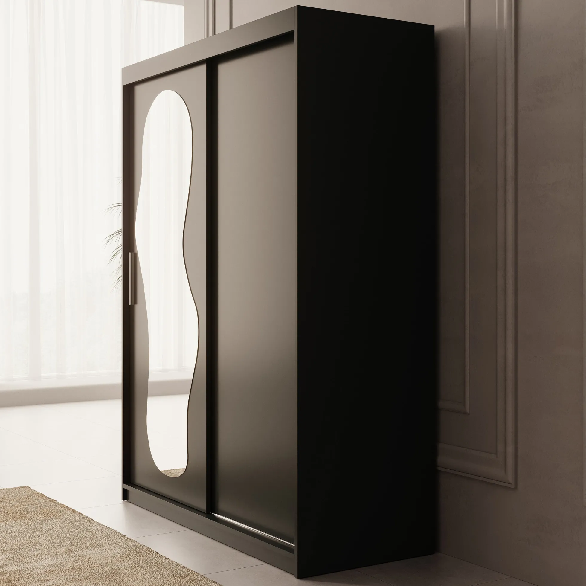 Ulysses - Kledingkast met schuifdeuren - Zwart - 150x62x200 cm