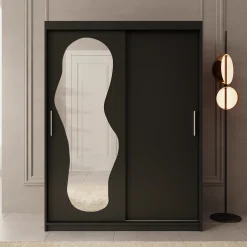Ulysses - Kledingkast met schuifdeuren - Zwart - 150x62x200 cm