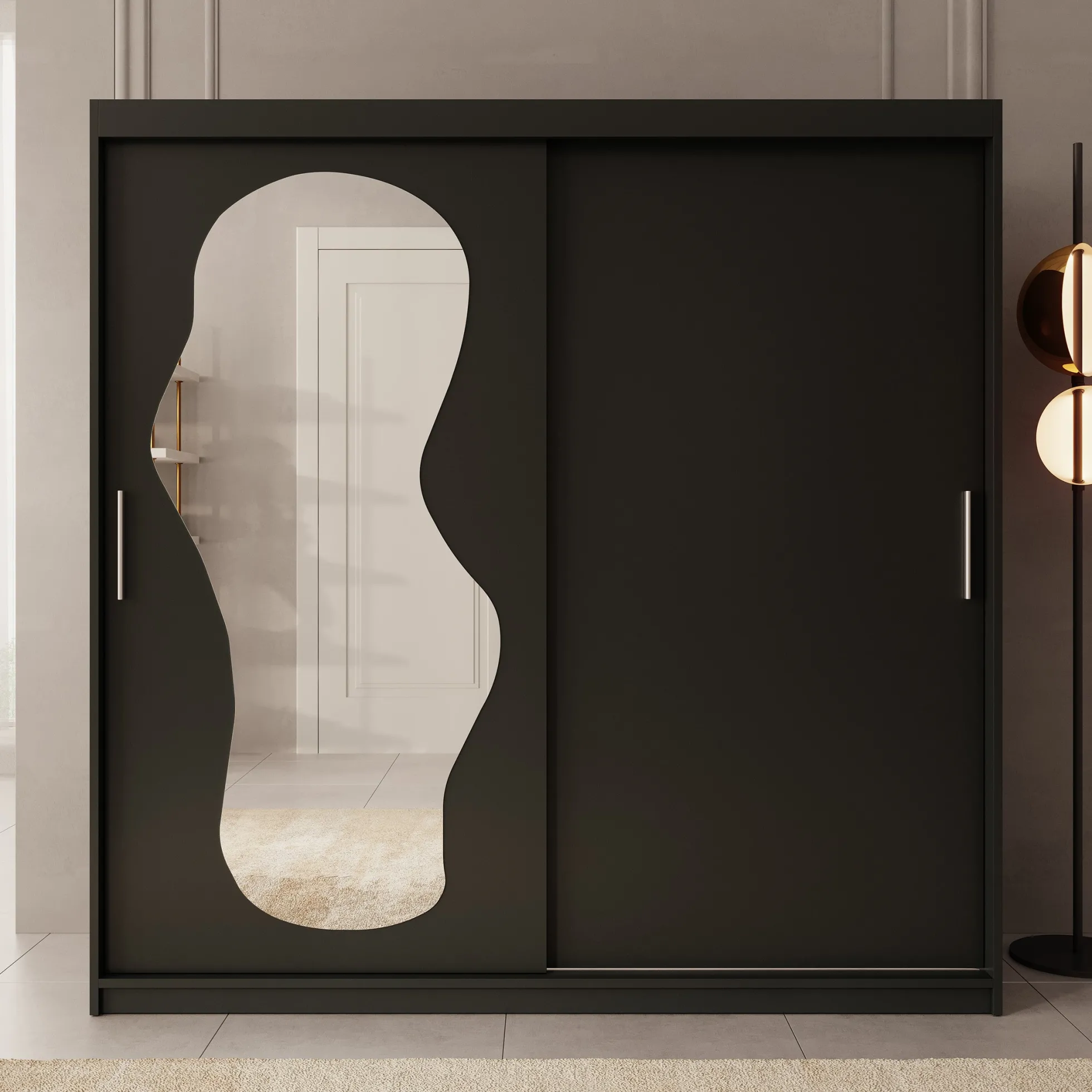 Ulysses - Kledingkast met schuifdeuren - Zwart - 200x62x200 cm