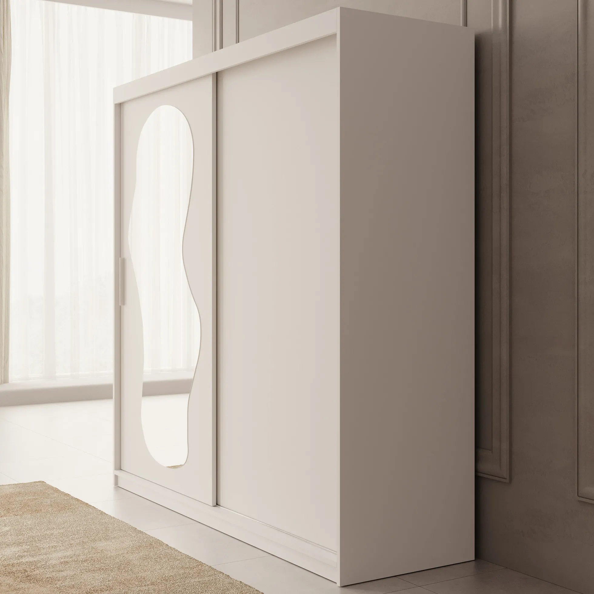 Ulysses - Kledingkast met schuifdeuren - Wit - 200x62x200 cm