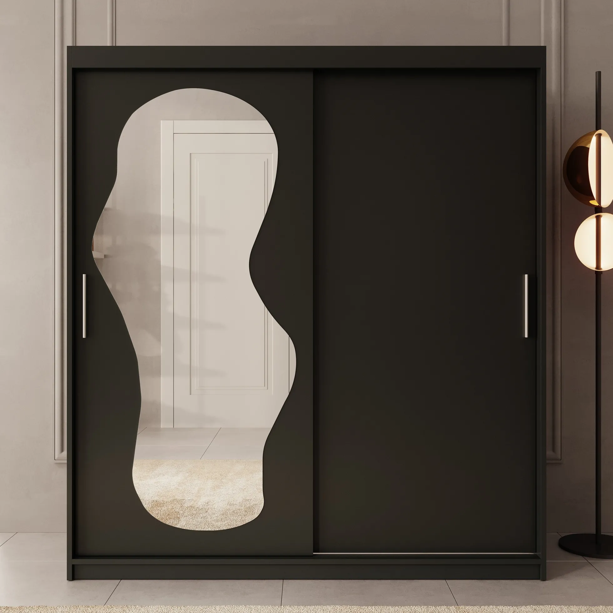 Ulysses - Kledingkast met schuifdeuren - Zwart - 180x62x200 cm
