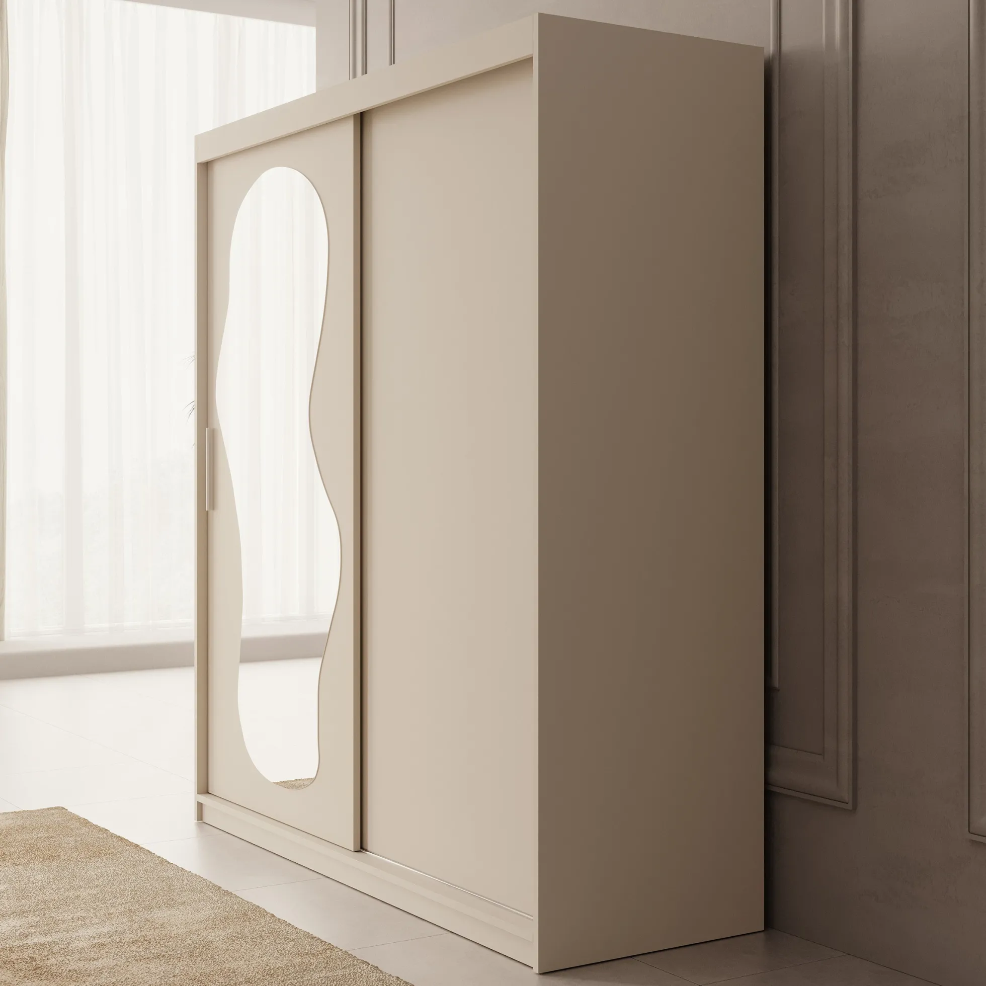 Ulysses - Kledingkast met schuifdeuren - Beige - 180x62x200 cm
