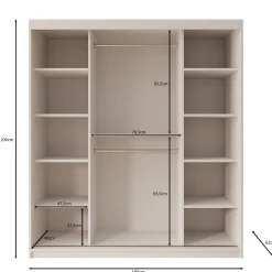 Ulysses - Kledingkast met schuifdeuren - Wit - 180x62x200 cm