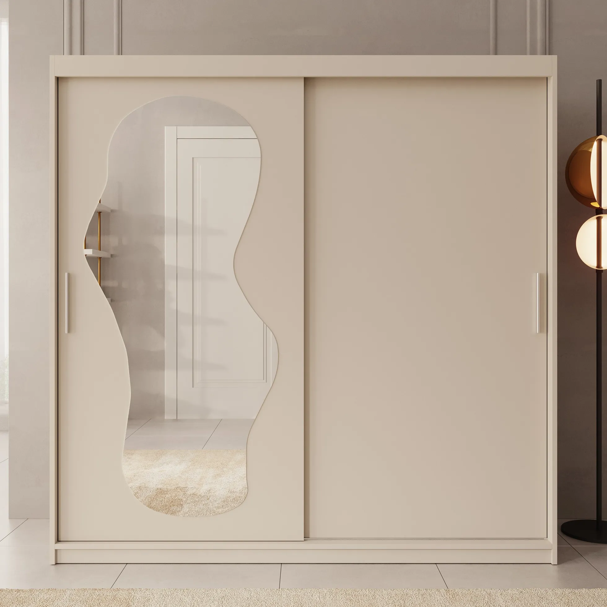 Ulysses - Kledingkast met schuifdeuren - Beige - 200x62x200 cm