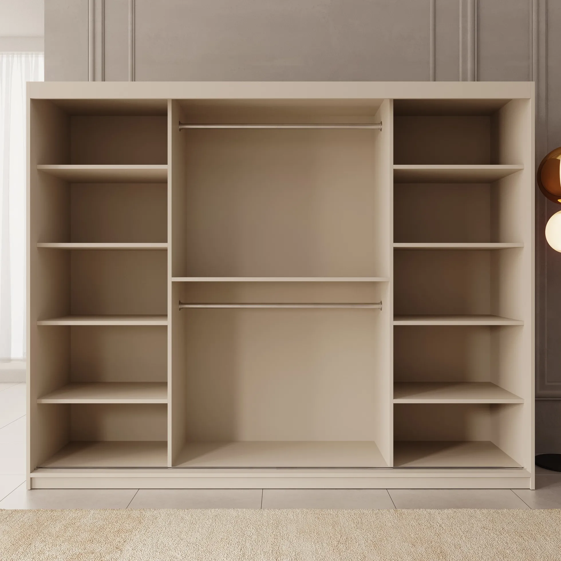 Ulysses - Kledingkast met schuifdeuren - Beige - 250x62x200 cm