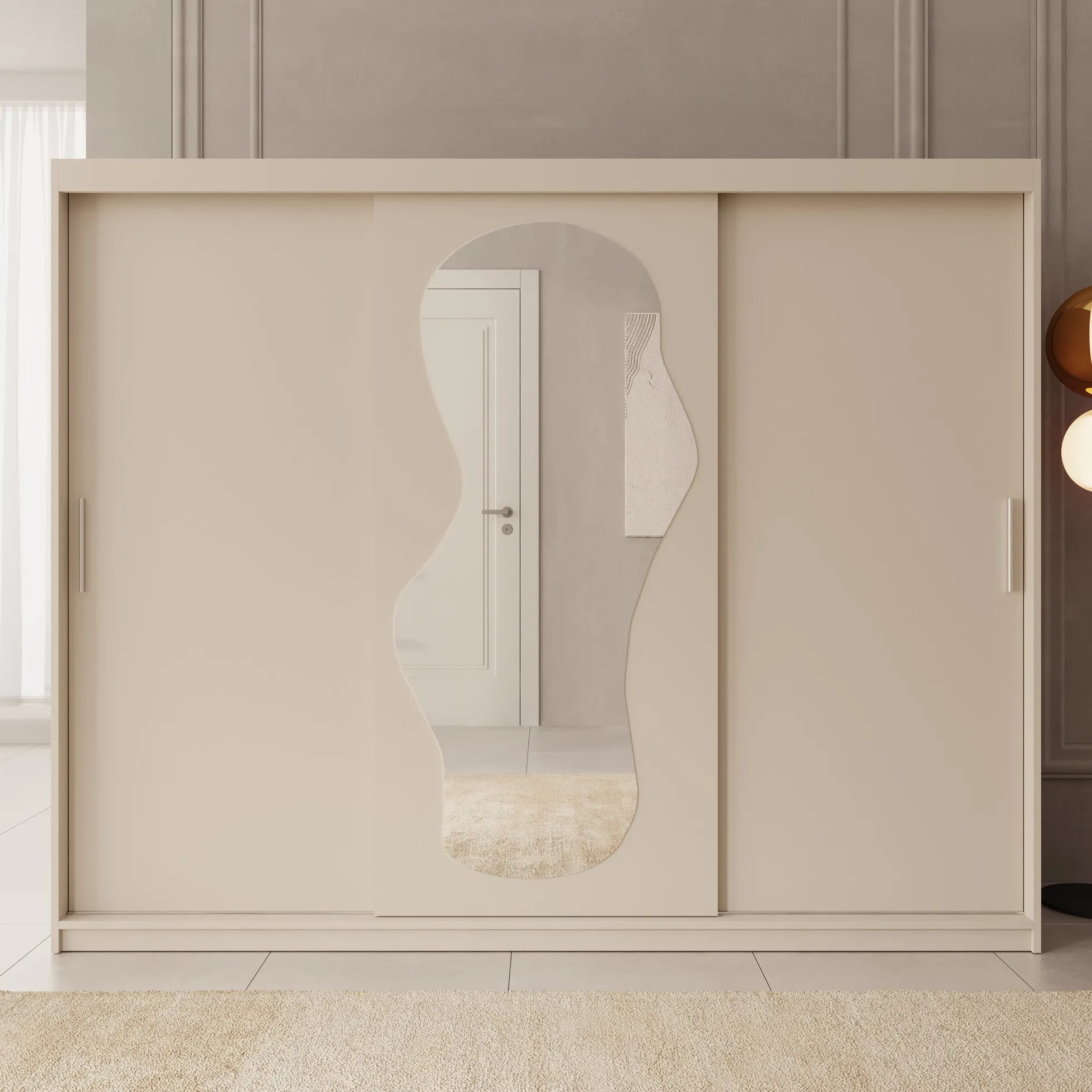 Ulysses - Kledingkast met schuifdeuren - Beige - 250x62x200 cm