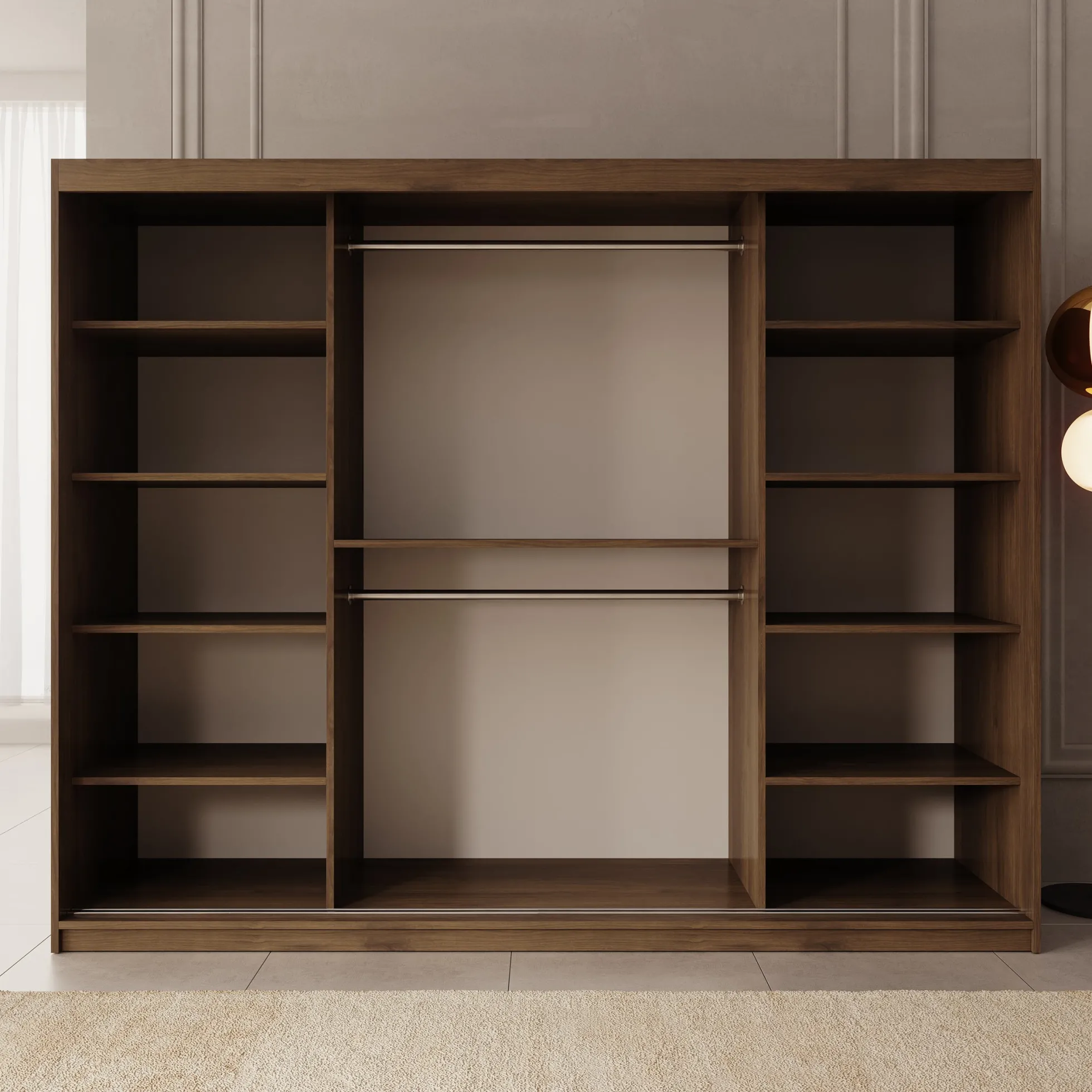 Ulysses -Kledingkast met schuifdeuren - Walnootpatroon - 250x62x200 cm