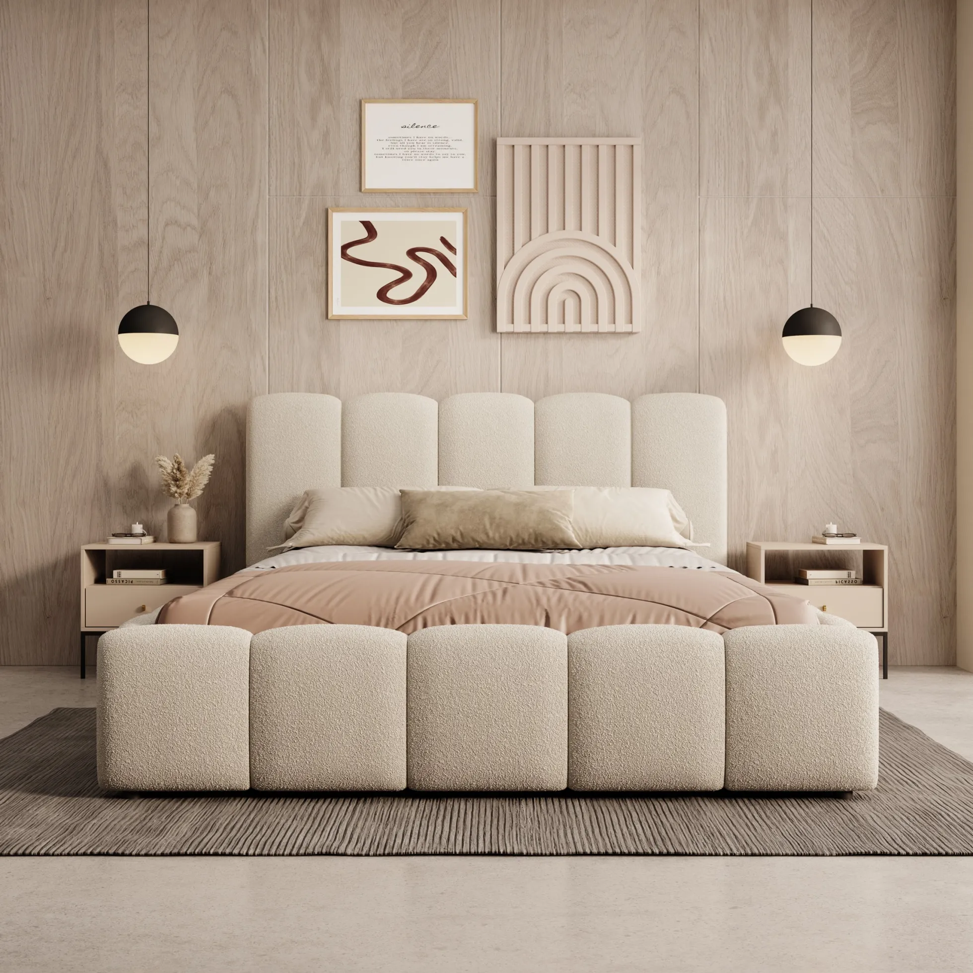 Valerio - Tweepersoonsbed - Teddystof beige - 140x200 cm