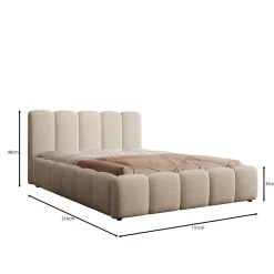 Valerio - Tweepersoonsbed - Teddystof beige - 140x200 cm