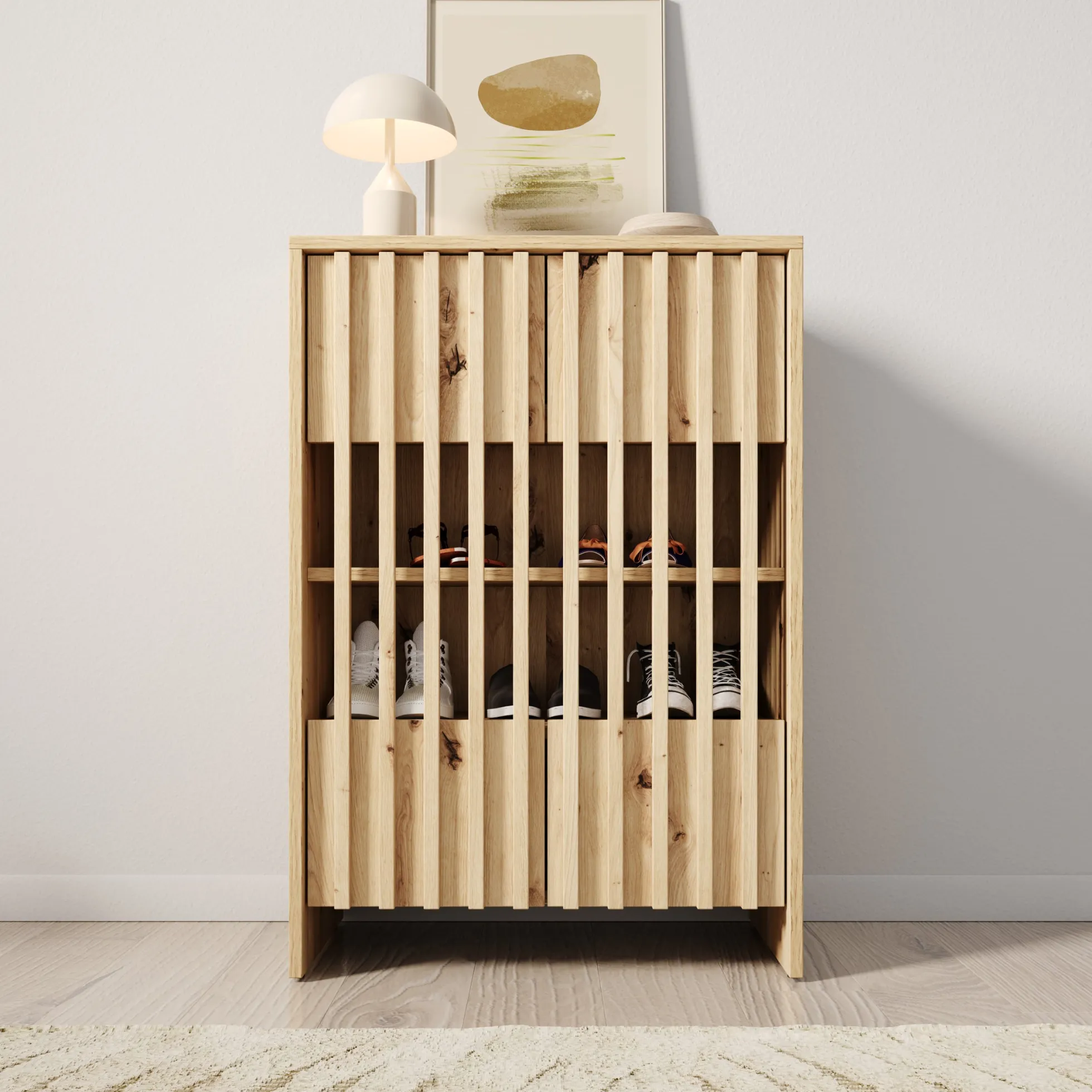 Vallée - Schoenenkast - Licht eikenpatroon - 60x34x87 cm