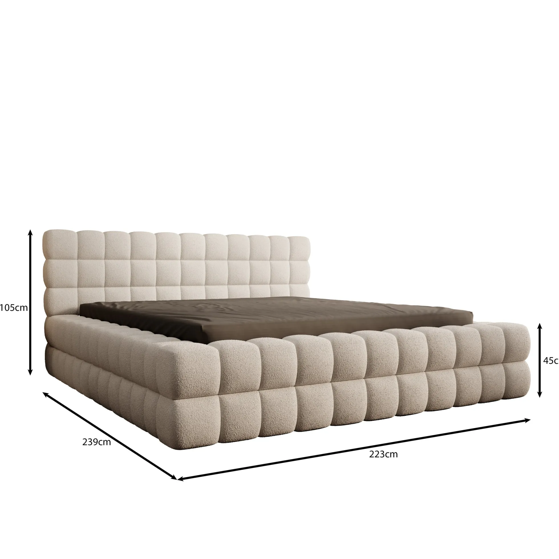 Valona - Tweepersoonsbed - Teddystof beige - 180x200 cm