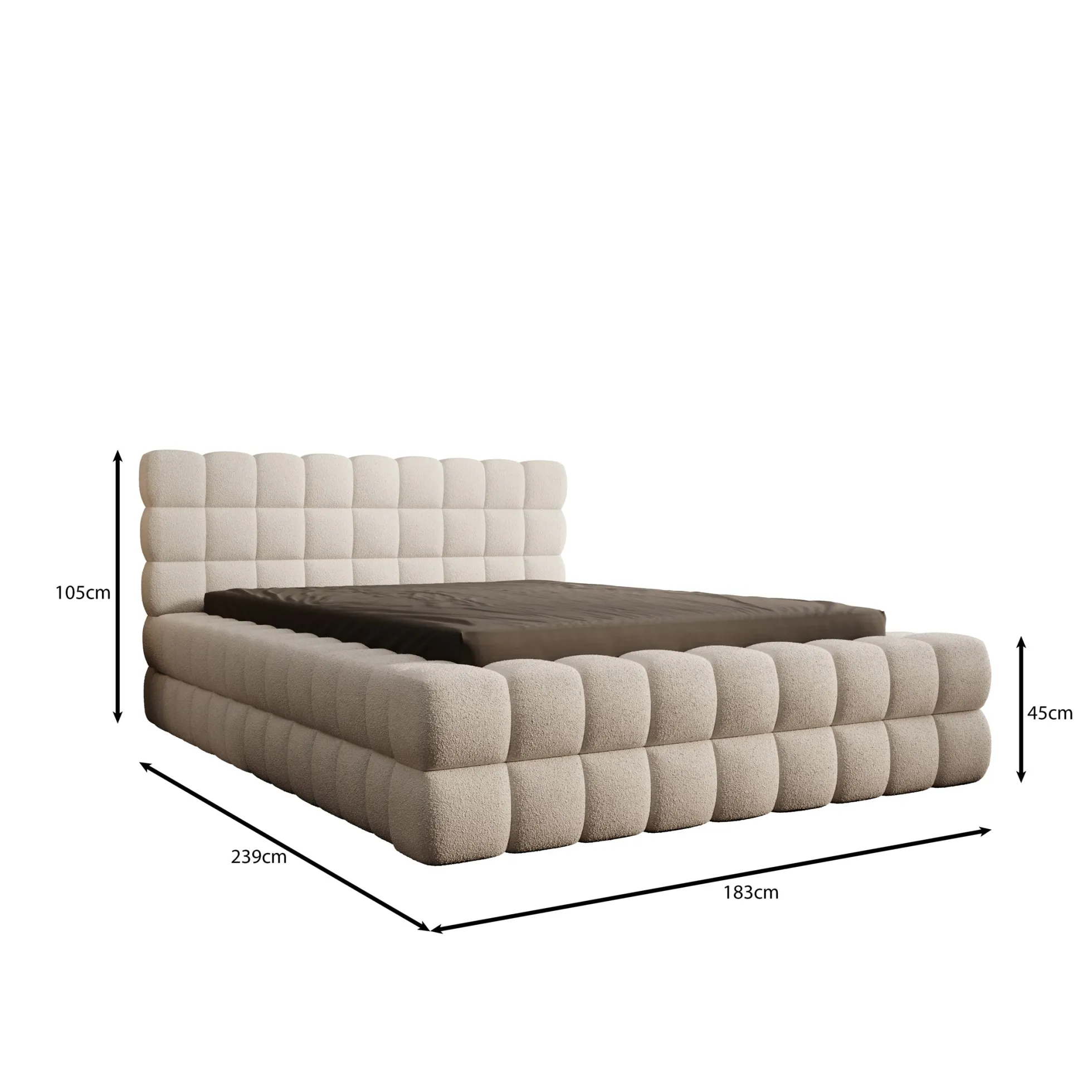 Valona - Tweepersoonsbed - Teddystof beige - 140x200 cm