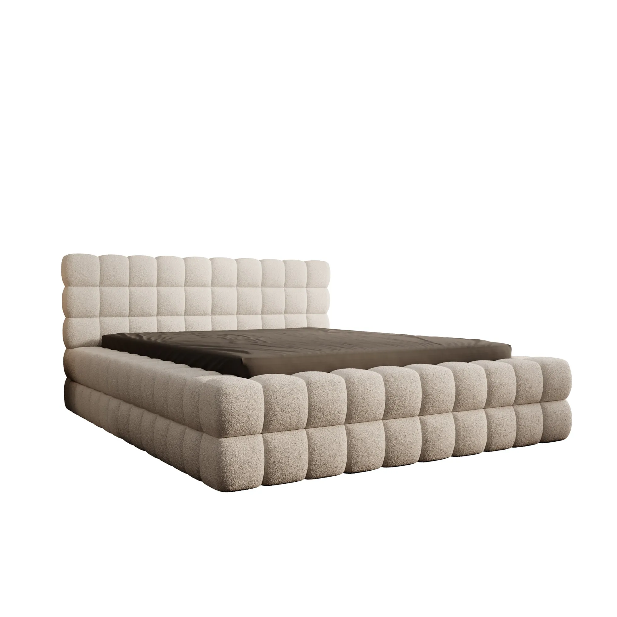Valona - Tweepersoonsbed - Teddystof beige - 160x200 cm