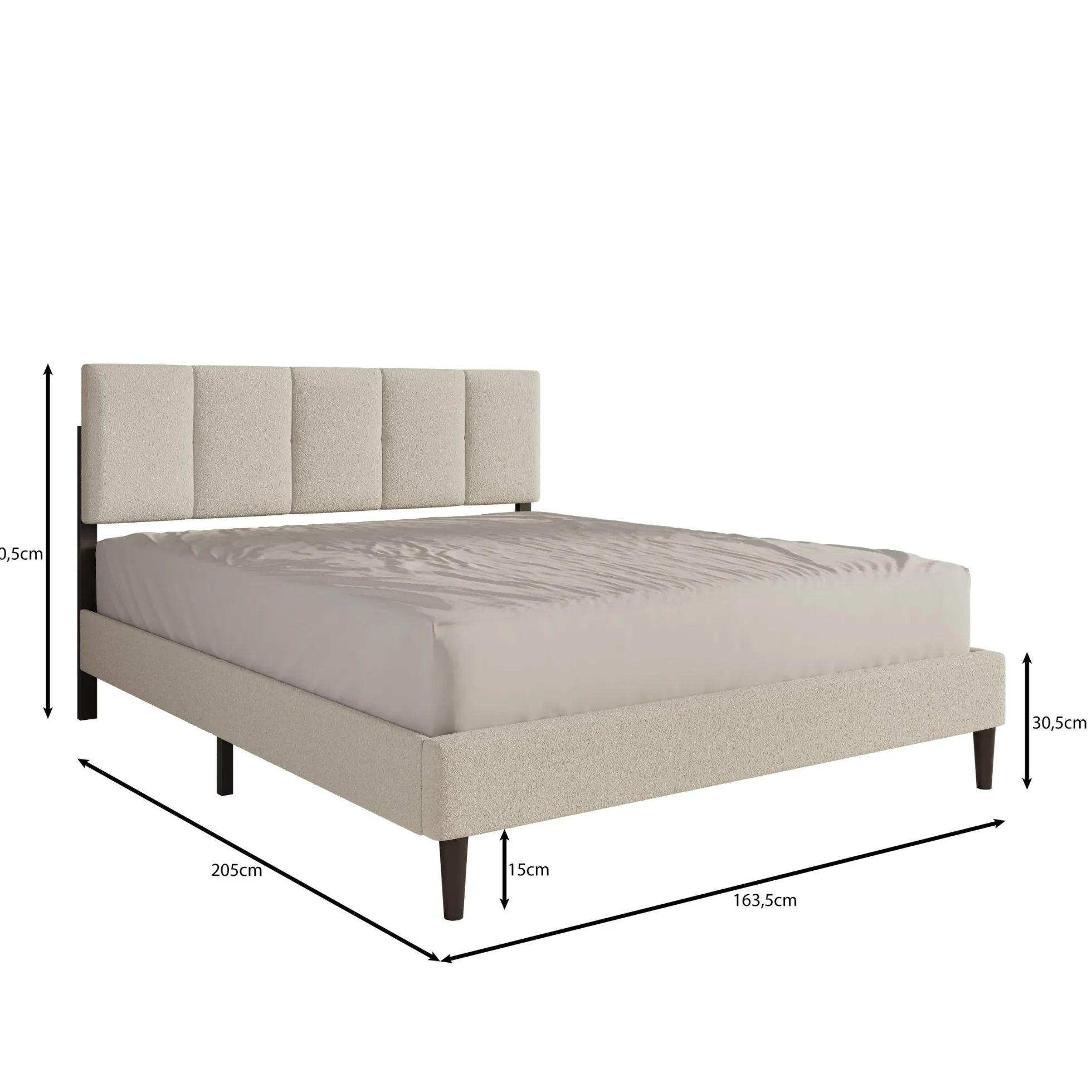 Varell - Tweepersoonsbed - Teddystof beige - 160x200 cm
