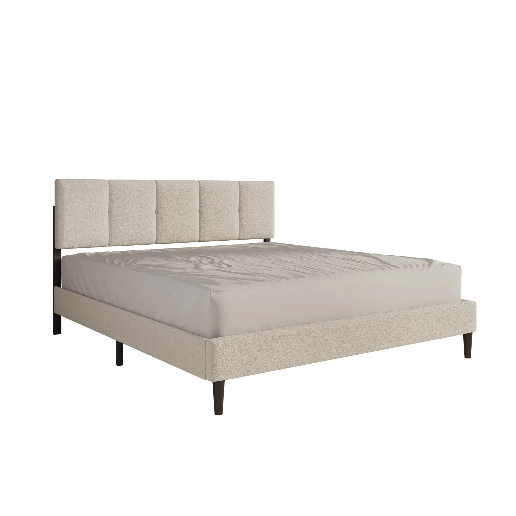 Varell - Tweepersoonsbed - Teddystof beige - 180x200 cm